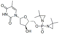 5'-O-[Bis(2,2-dimethyl-1-aziridinyl)phosphinyl]thymidine Structure