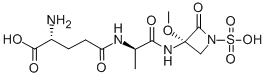 (3R)-2-オキソ-3-メトキシ-3β-[[N-[(4R)-4-アミノ-4-カルボキシブチリル]-D-アラニル]アミノ]アゼチジン-1-スルホン酸 化学構造式