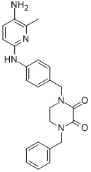 2,3-Piperazinedione, 1-(p-((5-amino-6-methyl-2-pyridyl)amino)benzyl)-4 -benzyl- Structure