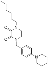 1-Hexyl-4-(p-piperidinobenzyl)-2,3-piperazinedione Struktur