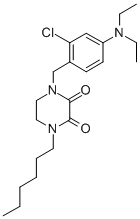 1-(2-Chloro-4-(diethylamino)benzyl)-4-hexyl-2,3-piperazinedione 结构式