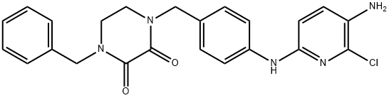 1-(4-(5-amino-6-chloro-2-pyridyl)aminobenzyl)-4-benzyl-2,3-dioxopiperazine Structure