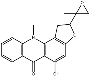 5-ヒドロキシ-11-メチル-2-(2-メチルオキシラン-2-イル)-1H,2H,6H,11H-フロ[2,3-c]アクリジン-6-オン 化学構造式