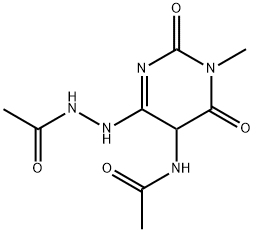 Acetic  acid,  2-[5-(acetylamino)-1,2,5,6-tetrahydro-1-methyl-2,6-dioxo-4-pyrimidinyl]hydrazide Structure