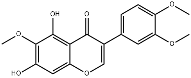3-(3,4-ジメトキシフェニル)-5,7-ジヒドロキシ-6-メトキシ-4H-1-ベンゾピラン-4-オン 化学構造式