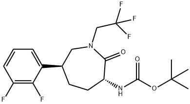 tert-Butyl (3R,6S)-6-(2,3-difluorophenyl)-2-oxo-1-(2,2,2-trifluoroethyl)azepan-3-ylcarbaMate Structure