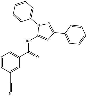 3-シアノ-N-(1,3-ジフェニル-1H-ピラゾール-5-イル)ベンズアミド 化学構造式