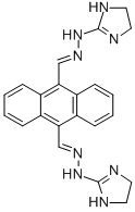 9,10-アントラセンジカルボアルデヒドビス[[(4,5-ジヒドロ-1H-イミダゾール)-2-イル]ヒドラゾン] 化学構造式