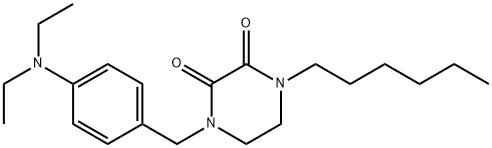 1-(4-diethylaminobenzyl)-4-n-hexyl-2,3-dioxopiperazine Struktur