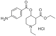 3-Carbethoxy-1-ethyl-4-piperidyl p-aminobenzoate hydrochloride Structure