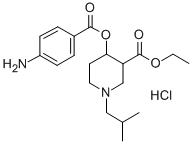 3-Carbethoxy-1-isobutyl-4-piperidyl p-aminobenzoate hydrochloride Structure