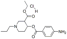 ethyl 4-(4-aminobenzoyl)oxy-1-propyl-piperidine-3-carboxylate hydrochl oride Struktur