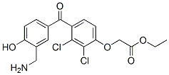 [4-[3-(アミノメチル)-4-ヒドロキシベンゾイル]-2,3-ジクロロフェノキシ]酢酸エチル 化学構造式