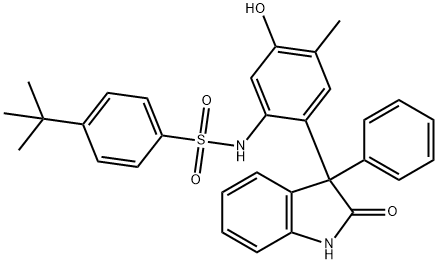 4-tert-butyl-N-(5-hydroxy-4-methyl-2-(2-oxo-3-phenylindolin 化学構造式