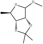 Methyl-5-deoxy-2,3-O-isopropylidene-D-ribofuranoside 化学構造式