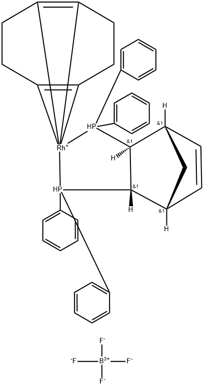 (2S,3S) - (+)-2,3 - 双(二苯基膦基)二环[2.2.1]庚-5-烯(1,5-环辛二烯)铑(I)四氟硼酸盐, 78355-59-6, 结构式