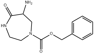 6-アミノ-5-オキソ-[1,4]ジアゼパン-1-カルボン酸ベンジルエステル 化学構造式