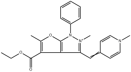 1H-Furo[2,3-c]pyrazolium,  4-(ethoxycarbonyl)-2,5-dimethyl-3-[(1-methyl-4(1H)-pyridinylidene)methyl]-1-phenyl-|