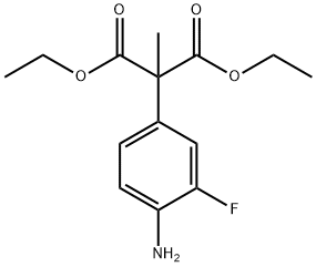 2-[(4-アミノ-3-フルオロフェニル)メチル]プロパン二酸ジエチル 化学構造式