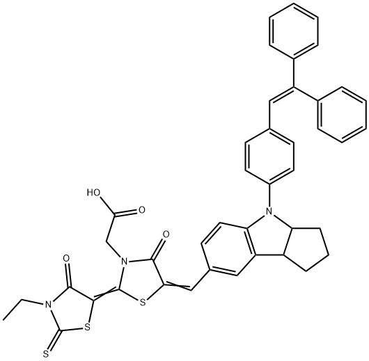 5-[[4-[4-(2,2-二苯基乙烯基)苯基]-1,2,3,3A,4,8B-六氢环戊烯并[B]吲哚-7-基]亚甲基]-2-(3-乙基-4-氧代-2-硫酮-5-噻唑亚基)-4-氧代-3-噻唑烷乙酸, 786643-20-7, 结构式