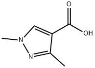 1,3-ジメチル-1H-ピラゾール-4-カルボン酸 化学構造式