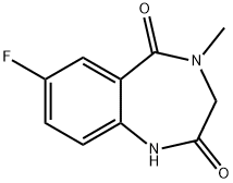 7-フルオロ-3,4-ジヒドロ-4-メチル-1H-1,4-ベンゾジアゼピン-2,5-ジオン 化学構造式
