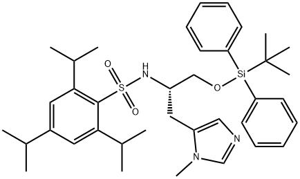 NΑ-(2,4,6-三异丙苯基磺酰基)-O-(叔丁基二苯基甲硅基)-Π-甲基-L-组氨醇, 787554-04-5, 结构式