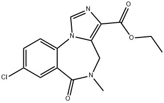 8-クロロ-5,6-ジヒドロ-5-メチル-6-オキソ-4H-イミダゾ[1,5-a][1,4]ベンゾジアゼピン-3-カルボン酸エチル 化学構造式