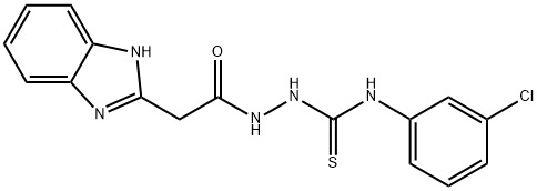 1H-Benzimidazole-2-acetic acid, 2-(((3-chlorophenyl)amino)thioxomethyl )hydrazide Structure