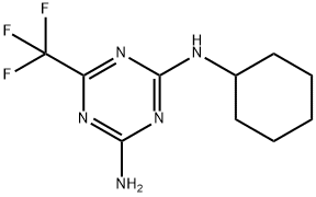 N-シクロヘキシル-6-(トリフルオロメチル)-1,3,5-トリアジン-2,4-ジアミン 化学構造式