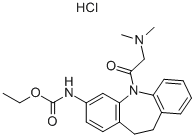 [[5-[(ジメチルアミノ)アセチル]-10,11-ジヒドロ-5H-ジベンゾ[b,f]アゼピン]-3-イル]カルバミド酸エチル·塩酸塩 化学構造式