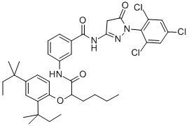 3-[[2-[2,4-二(1,1-二甲基丙基)苯氧基]-1-己酰氨基]-N-[4,5-二氢-5-氧代-1-(2,4,6-三氯苯基)-1H-吡唑-3-基]苯甲酰胺,78819-61-1,结构式