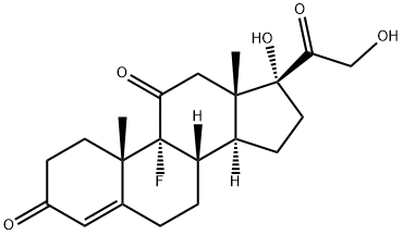 Pregn-4-ene-3,11,20-trione, 9-fluoro-17,21-dihydroxy- 结构式