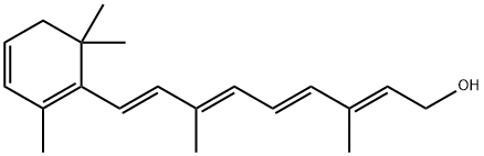 (2E,4E,6E,8E)-3,7-ジメチル-9-(2,6,6-トリメチル-1,3-シクロヘキサジエニル)-2,4,6,8-ノナテトラエン-1-オール 化学構造式