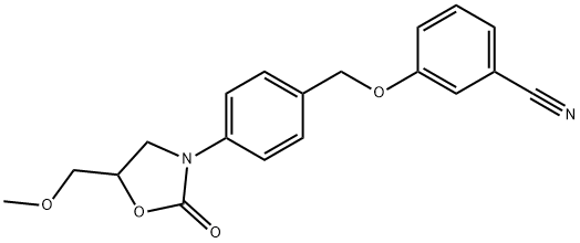 3-para-(meta-Cyano)phenoxymethylphenyl-5-methoxymethyl-2-oxazolidinone Struktur