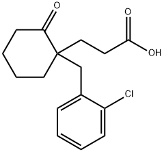 1-(o-クロロベンジル)-2-オキソシクロヘキサンプロピオン酸 化学構造式