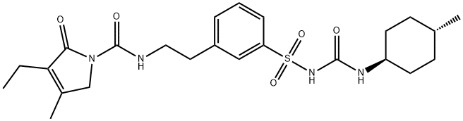3-乙基-2,5-二氢-4-甲基-N-[2-[3-[[[[(反式-4-甲基环己基)氨基]羰基]氨基]磺酰基]苯基]乙基]-2-氧代-1H-吡咯-1-甲酰胺, 791104-62-6, 结构式