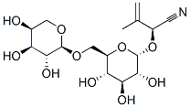 [S,(-)]-2-[(6-O-α-L-アラビノピラノシル-β-D-グルコピラノシル)オキシ]-3-メチル-3-ブテンニトリル 化学構造式