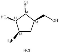 (1R,2S,3R,4R)‐2,3‐ジヒドロキシ‐4‐(ヒドロキシメチル)‐1‐アミノシクロペンタン塩酸塩 化学構造式
