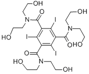 N,N,N',N',N'',N''-ヘキサキス(2-ヒドロキシエチル)-2,4,6-トリヨード-1,3,5-ベンゼントリカルボアミド 化学構造式