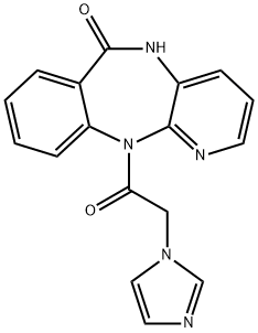 6H-Pyrido(2,3-b)(1,4)benzodiazepin-6-one, 5,11-dihydro-11-(1H-imidazol -1-ylacetyl)-, hydrate 结构式