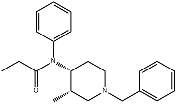 rac-cis-1-Benzyl-2-methyl-4-(N-propananilido)piperidine Structure