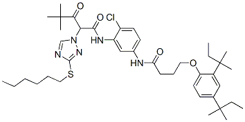 N-[5-[[4-[2,4-bis(tert-pentyl)phenoxy]butyryl]amino]-2-chlorophenyl]-alpha-(2,2-dimethylpropionyl)-3-(hexylthio)-1H-1,2,4-triazole-1-acetamide|