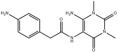 Benzeneacetamide,  4-amino-N-(6-amino-1,2,3,4-tetrahydro-1,3-dimethyl-2,4-dioxo-5-pyrimidinyl)- Structure