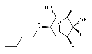 6-Oxabicyclo[3.2.1]octane-4,8-diol, 3-(butylamino)-, (1R,3R,4S,5S,8R)- (9CI) Structure