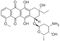 (8S)-10α-[(3-アミノ-2,3,6-トリデオキシ-α-L-lyxo-ヘキソピラノシル)オキシ]-8β-エチル-7,8,9,10-テトラヒドロ-6,8α,11-トリヒドロキシ-1-メトキシ-5,12-ナフタセンジオン 化学構造式