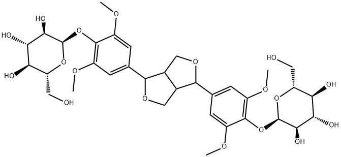 [(1S,3aR,4S,6aS)-Tetrahydro-1H,3H-furo[3,4-c]furan-1,4-diyl]bis(2,6-dimethoxy-4,1-phenylene)bis-beta-D-glucopyranoside Struktur