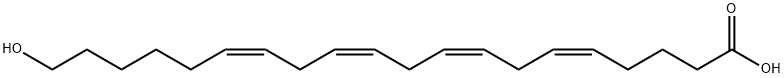 20-羟基二十碳-5Z,8Z,11Z,14Z-四烯酸, 79551-86-3, 结构式