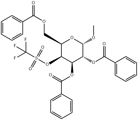 METHYL 2,3,6-TRI-O-BENZOYL-4-O-TRIFLUOROMETHANESULFONONYL-A-D-GALACTOPYRANOSIDE Structure