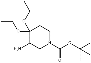 3-氨基-4,4-二乙氧基哌啶-1-羧酸叔丁酯, 796062-33-4, 结构式